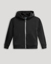 Boys' Black Fleece Full Zip Hoodie with silver zipper and pockets.