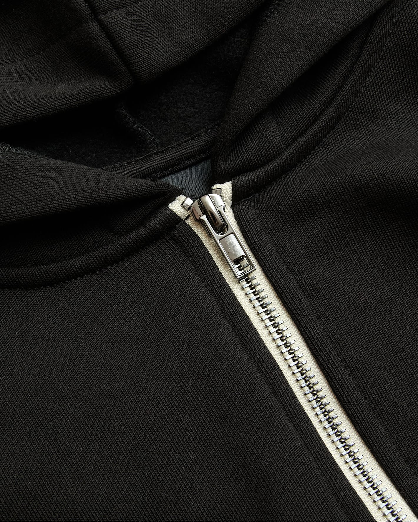 Boys' Black Fleece Full Zip Hoodie with silver zipper detail.