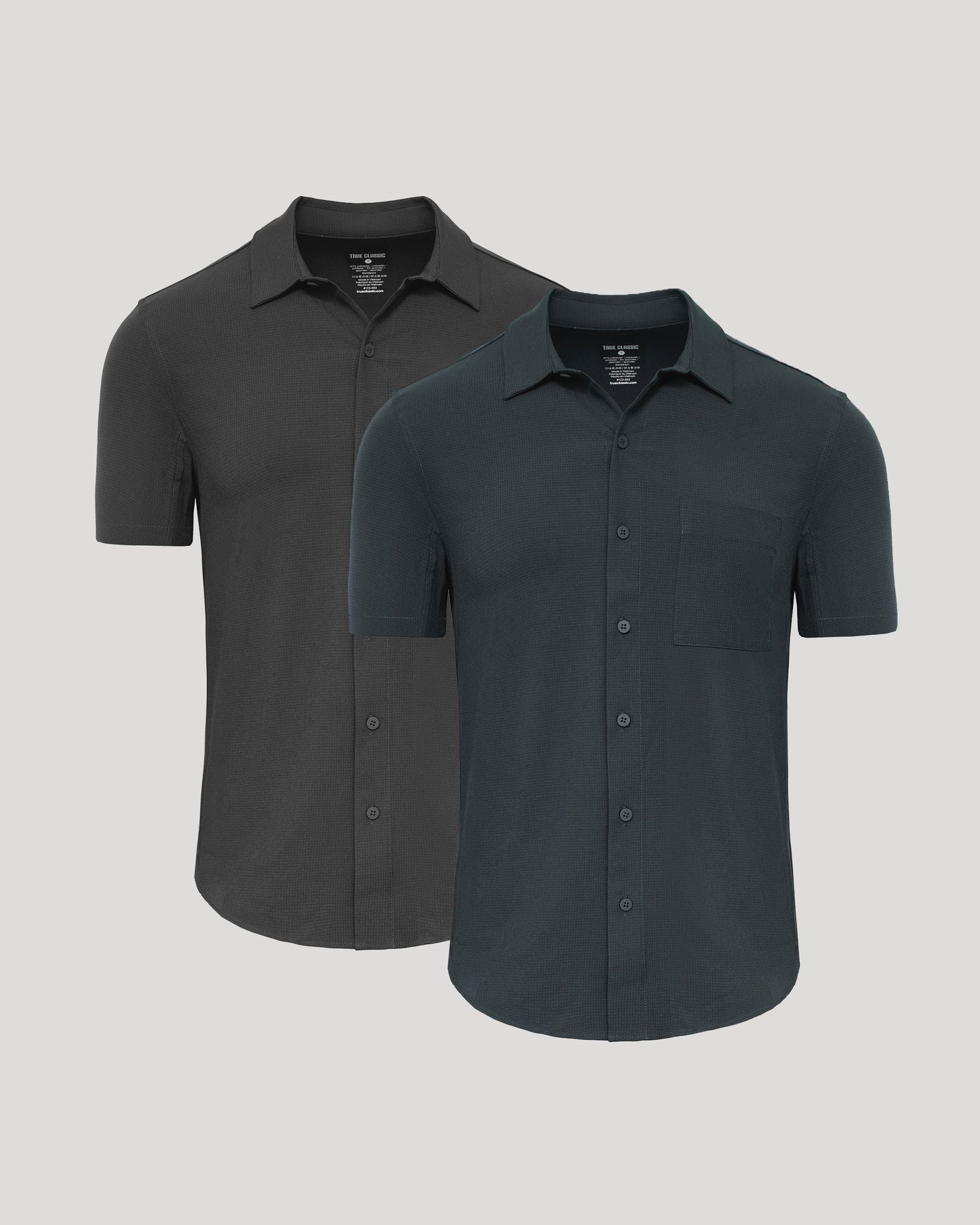 Heather Short Sleeve Ripstop Commuter Shirt 2-Pack laid flat on gray background.