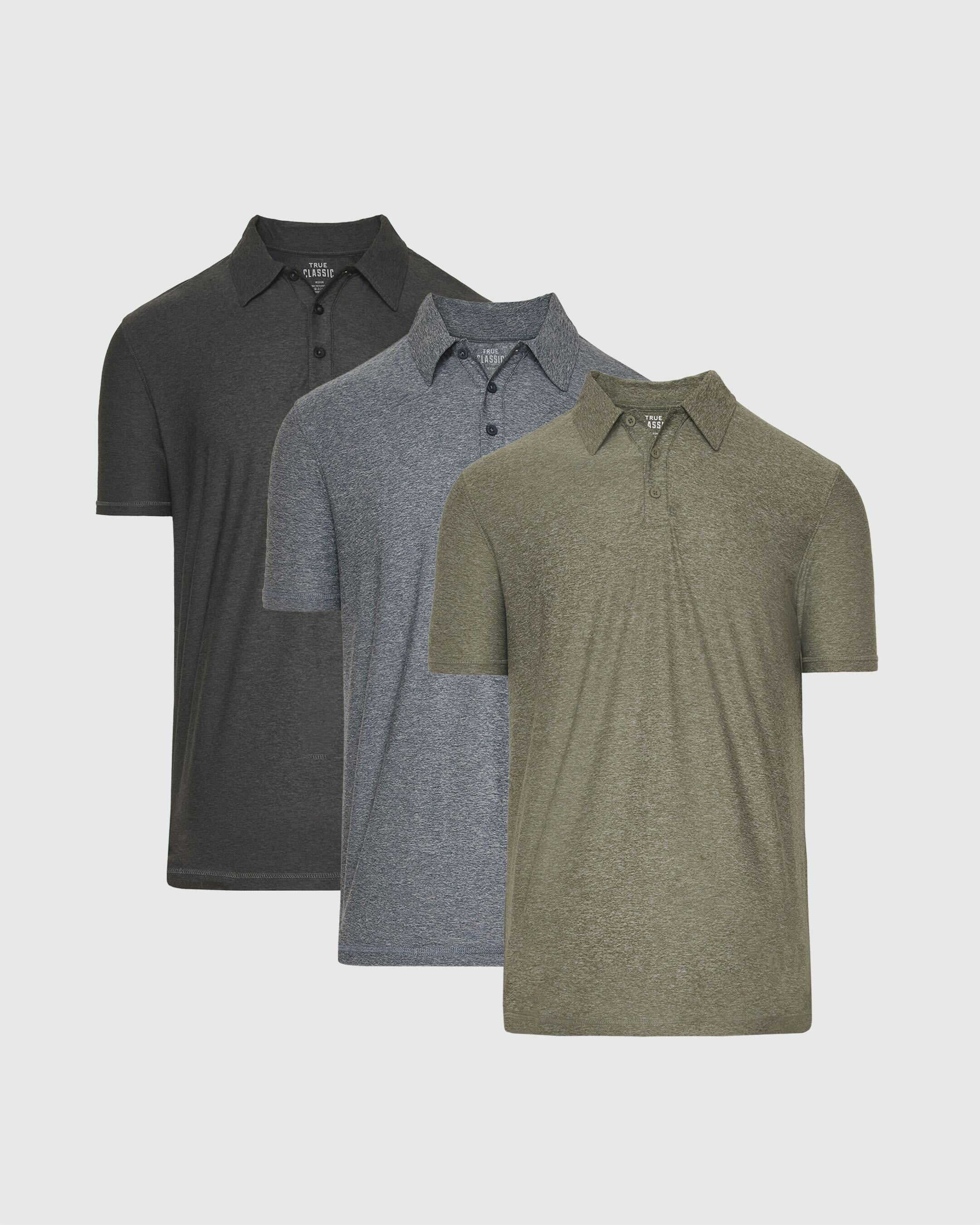 Heather Active Polo 3-Pack