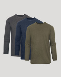 True ClassicHeather Long Sleeve Crew Neck T-Shirt 3-Pack