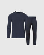 Loungewear-Longsleeve-Shirt und Jogginghosen-Set in Heather Marineblau