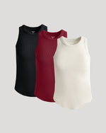 Womens Ribbed High Neck Tank 3-Pack