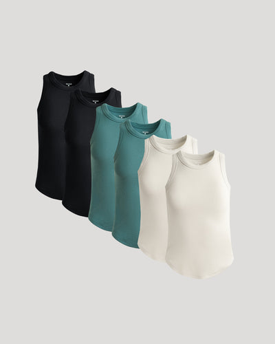 Womens Ribbed High Neck Tank 6-Pack