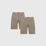 Pack de 2 pantalones cortos chinos de punto cómodos caqui de 9 pulgadas