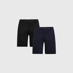 Pack de 2 pantalones cortos chinos de punto cómodos negros/azul marino de 9 pulgadas