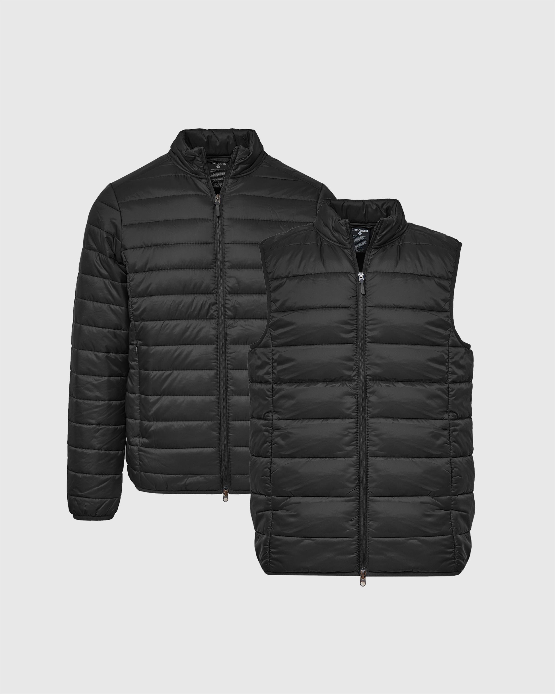 Black Puffer Jacket and Vest 2-Pack