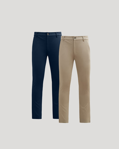 Navy & Khaki Slim Comfort Knit Chino 2-Pack
