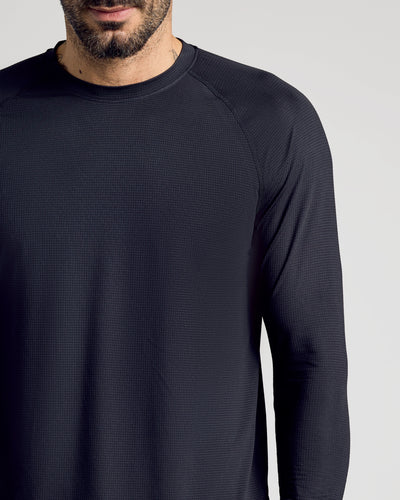 Active Mesh Long Sleeve Crew Neck - Black