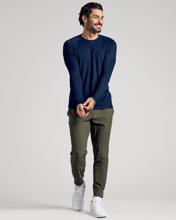 Navy Long Sleeve Active Mesh Crew | Navy Long Sleeve Active Mesh Crew ...