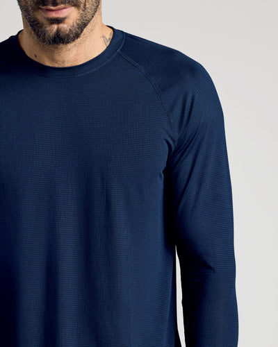 Active Mesh Long Sleeve Crew Neck - Navy