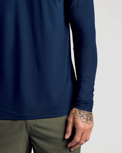 Active Mesh Long Sleeve Crew Neck - Navy