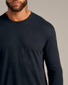 Man wearing Black Classic Long Sleeve Crew Neck 6-Pack shirt.