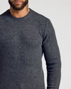Charcoal Heather Gray Marled Crew Neck Sweater on bearded man with tattoo.