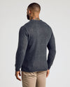 Man in Charcoal Heather Gray Marled Crew Neck Sweater, khaki trousers.