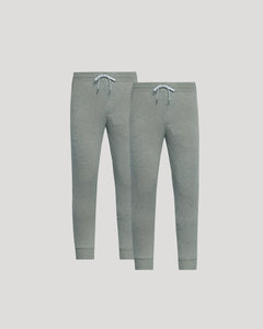 True ClassicDark Heather Gray Fleece French Terry Joggers 2-Pack with elastic waistbands.