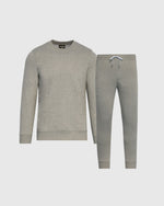 Pack de 2 jogger cuello redondo y polar gris jaspeado medio
