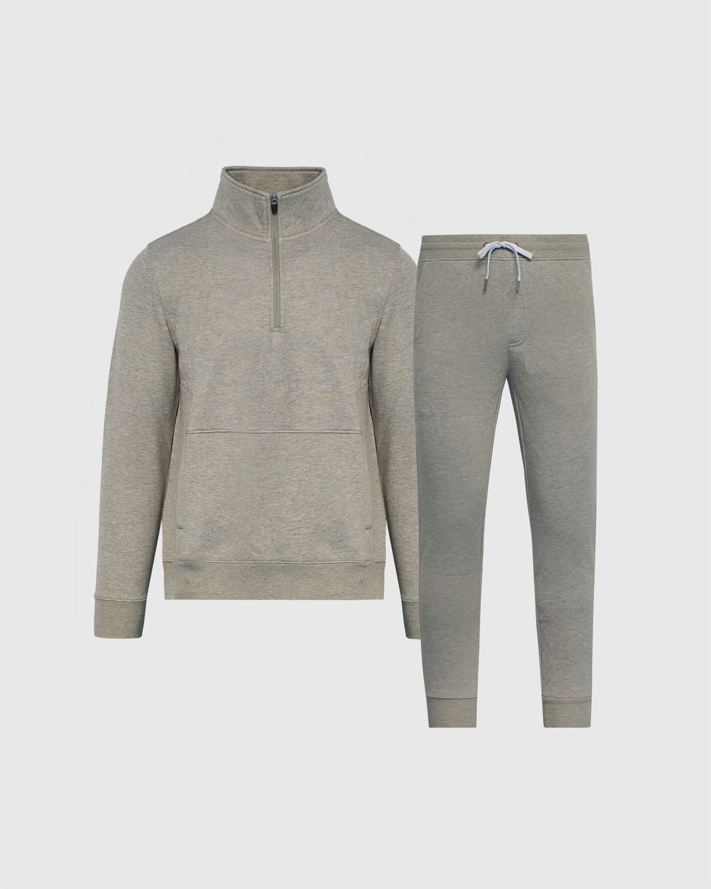 Medium Heather Gray Half Zip Fleece Sweatshirt & Jogger Outfit 2-Pack.