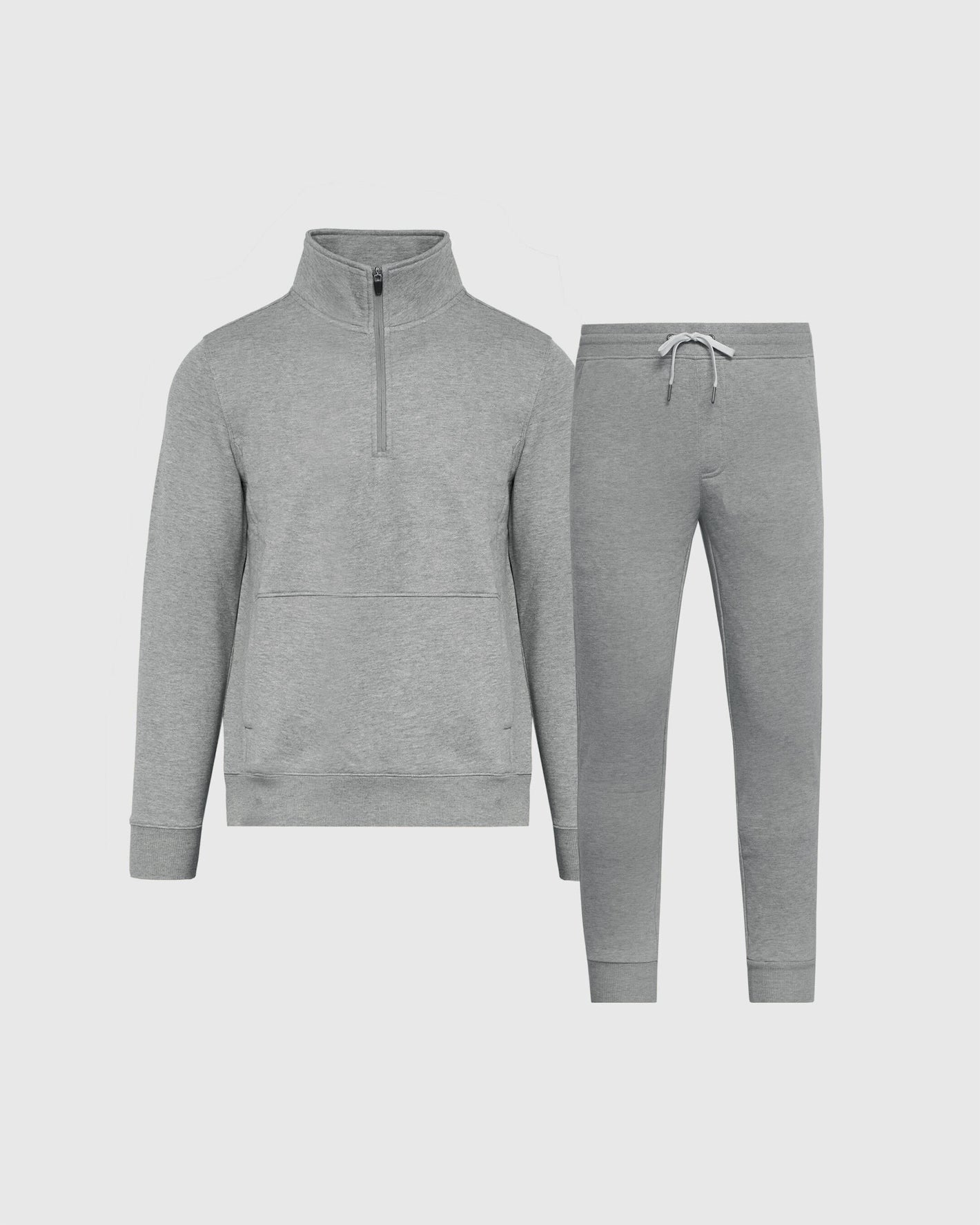 Dark Heather Gray Half Zip Fleece Sweatshirt & Jogger Outfit 2-Pack