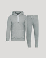 Pack de 2 sudaderas con capucha y jogger gris jaspeado medio de polar jaspeado