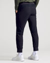 Black Active Training Joggers with ribbed knee panels, elastic cuffs, and pockets.