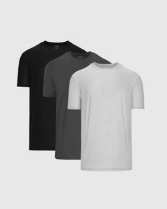 True ClassicMidnight Active Crew 3-Pack of plain, fitted T-shirts.