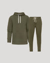 Military Green Pullover Fleece Hoodie & Jogger 2-Pack displayed.