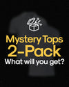 Mystery Tops 2-Pack promotional graphic featuring a gift box illustration.