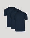 Navy Active Mesh Crew 3-Pack: three navy short-sleeve, crew-neck tees.