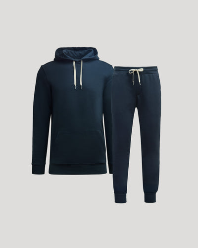 Sudadera con capucha y pantalones deportivos de polar azul marino (paquete de 2)