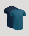 Navy & Lagoon Tall Premium Pima Crew Curved Hem 2-Pack shirts displayed.