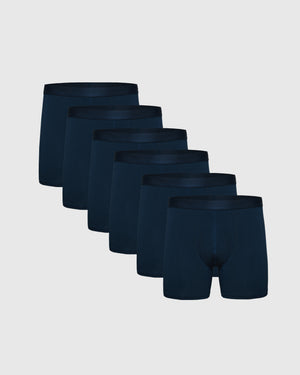Navy Boxer Briefs 6-Pack on light gray background.