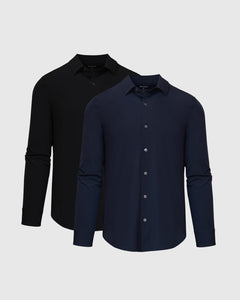 True ClassicNavy and Black Performance Lightweight Dress Shirt 2-Pack