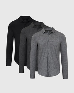True ClassicNeutral Long Sleeve Do-It-All Comfort Shirt 3-Pack