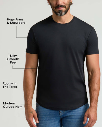 Pima Cotton Blend Crew ‑ Curved Hem