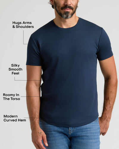 Pima Cotton Blend Crew ‑ Curved Hem