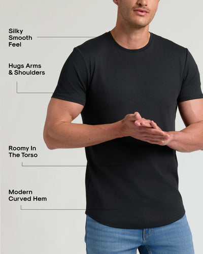 Tall Pima Cotton Blend Curved Hem Crew