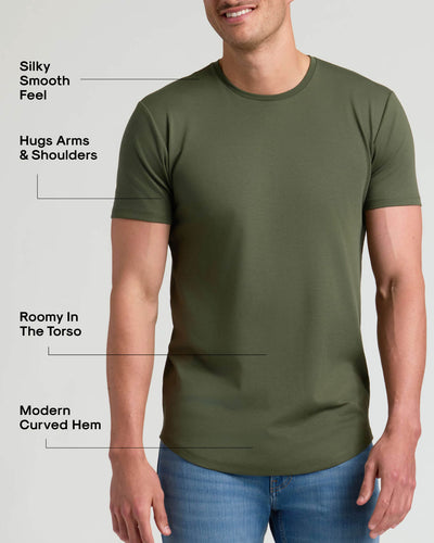 Tall Pima Cotton Blend Curved Hem Crew