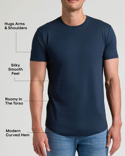 Tall Pima Cotton Blend Curved Hem Crew