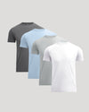 Premium Pima Crew 4-Pack T-shirts arranged in staggered row.