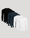 True Classic Men’s Long Sleeve Crew Neck Tee 6-pack, soft cotton stretch fit.