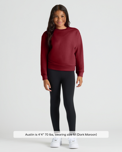 Girls Slouch Pullover Crew - Dark Maroon