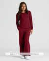 Girl wearing Girls Dark Maroon Waffle Long Sleeve Henley & Waffle Leg Pants.