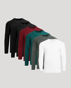 True ClassicClassic Long Sleeve Crew Neck 6-Pack, seven solid colors arranged side by side.
