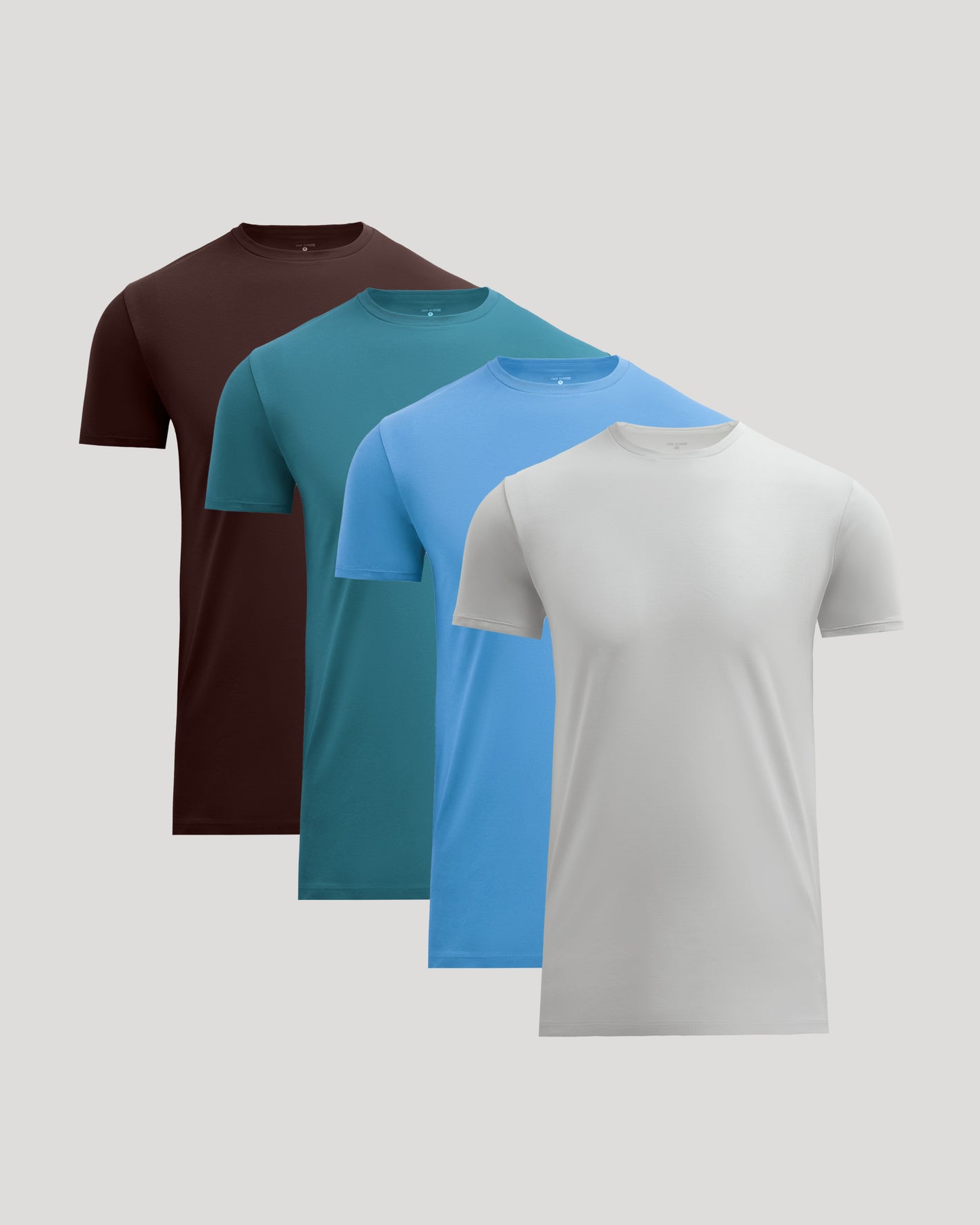 Seasonal Tall Premium Pima Crew Neck 4-Pack T-Shirts arranged in staggered display.
