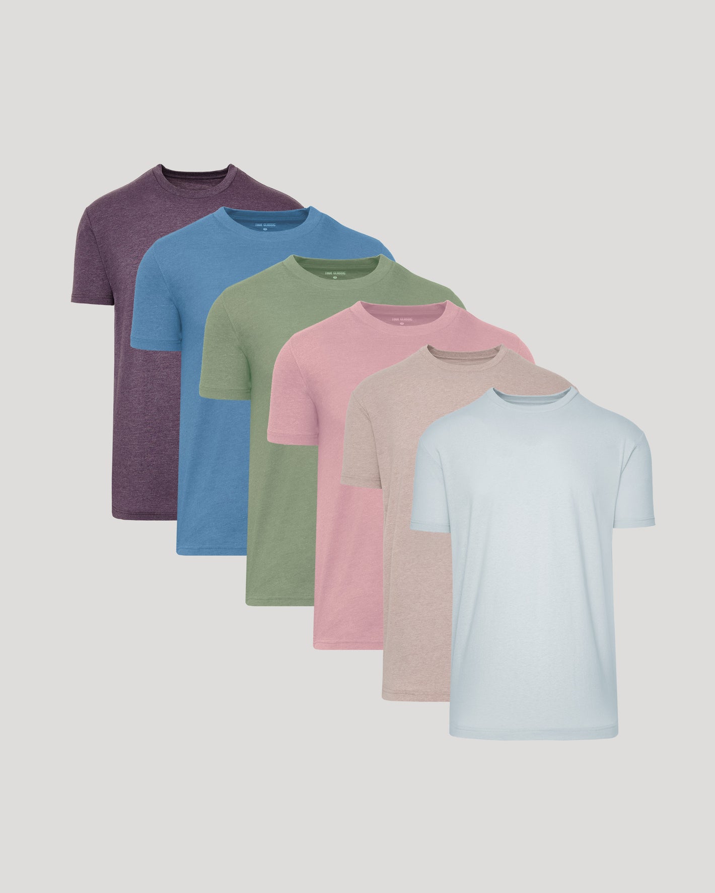 Seasonal Classic Crew Neck 6-Pack of short-sleeve T-shirts arranged diagonally.