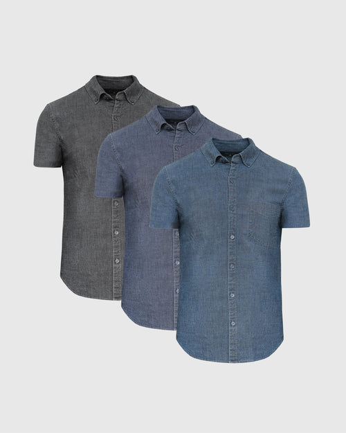 Short Sleeve Chambray Shirt 3-Pack