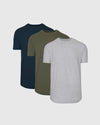 True Classic Men's Premium Curved Hem Crew T-Shirts, layered display.