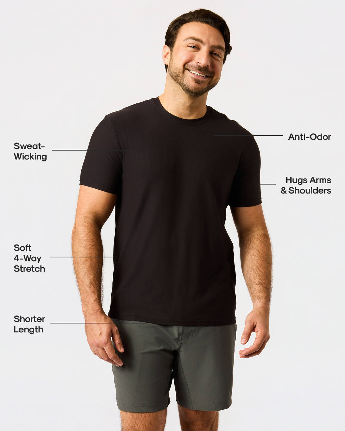 Black Short Active Crew Neck