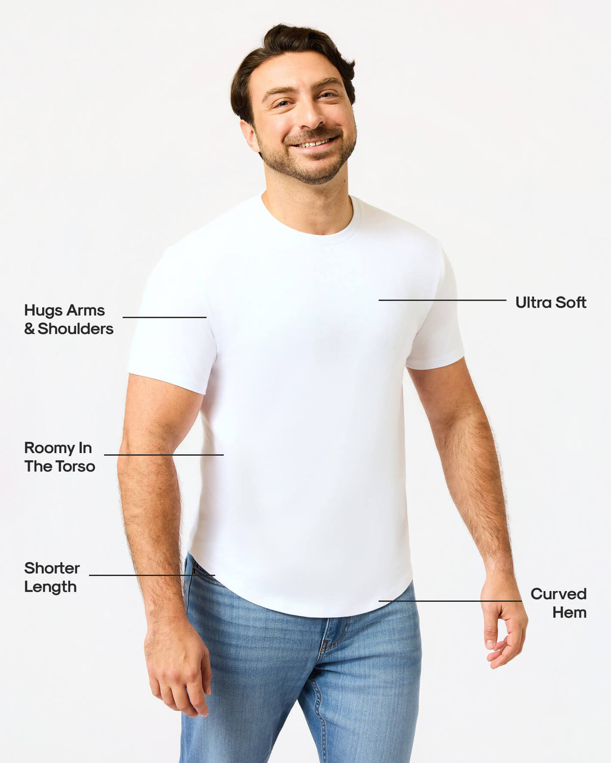 All White Short Classic Curved Hem Crew 3-Pack